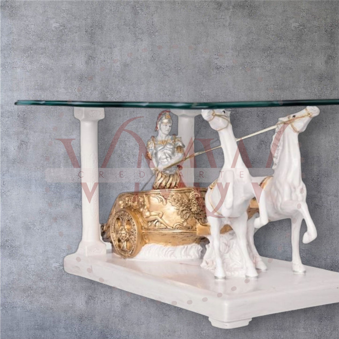 MESA DE CENTRO CARRUAJE ROMANO DECORADA