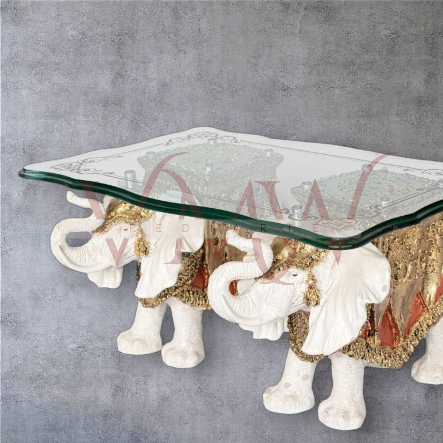 MESA DE CENTRO ELEFANTES DECORADOS