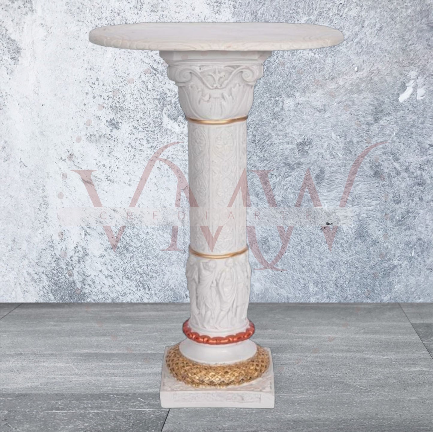 COLUMNA GRIEGA DECORADA CON PLATO OVALADO